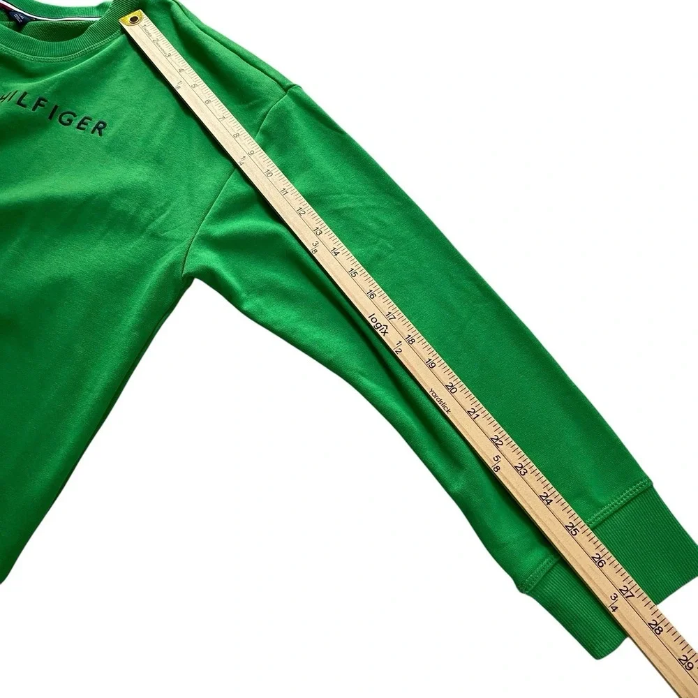 Tommy Hilfiger Men's Large Vibrant‎ Green Crewneck Sweatshirt Embroidered Logo